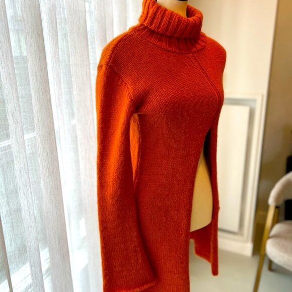 Melissa Cut Out Turtleneck Orange Sweater - Picture 3 of 14